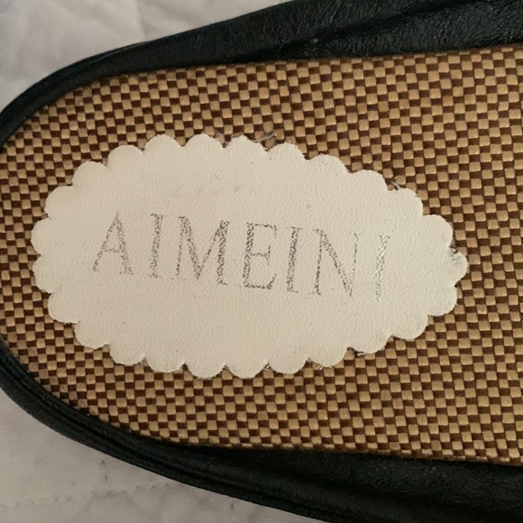 Aimeini black leather flats / slides shoes size UK 40 - Picture 3 of 5